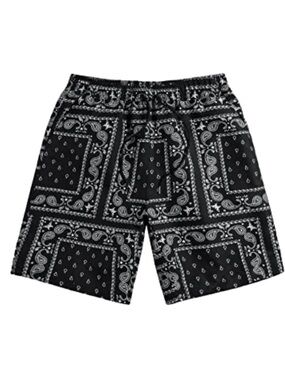 Triumph Black and White Bandana-Print Shorts